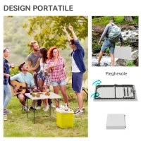 Tavolo da Campeggio Pieghevole con 2 Altezze Regolabili in HDPE e Metallo, 86x86x74 cm, Bianco