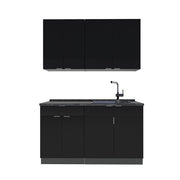 Cucina completa Fame-Line Nero rigato/Antracite 140 cm senza piano di lavoro Vicco
