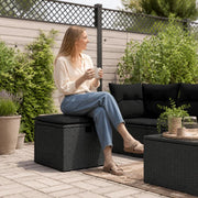 Garden Stool With Cushion, Black, 55x55x37 Cm, Poly Rattan
