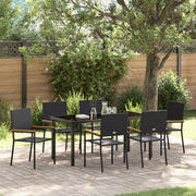 Set Pranzo Giardino in 7 Pezzi Nero in Polyrattan