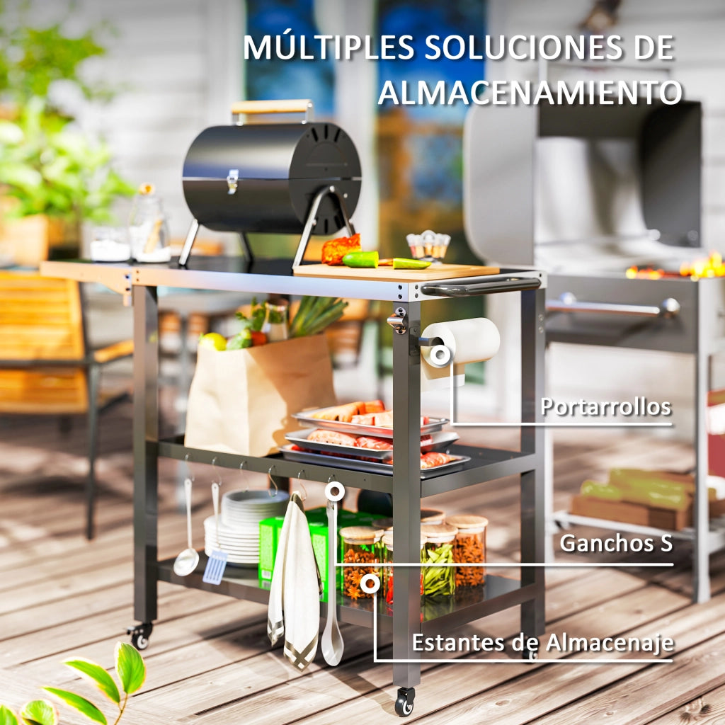 Carrello da Giardino con Piano e Ripiani ¨C zephmum ¨C 116x50x86 cm Nero