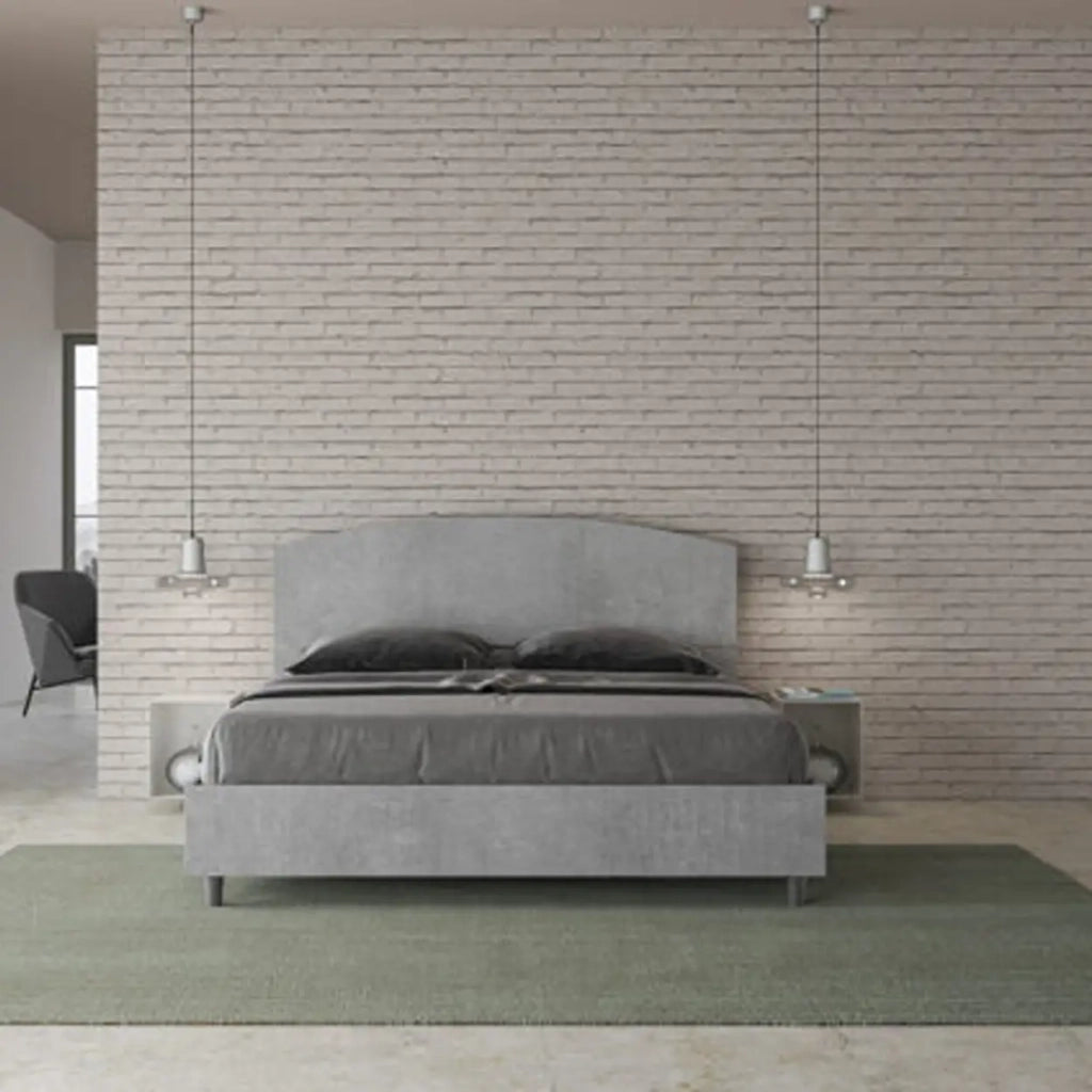 Letto matrimoniale contenitore 160x190 cemento Dora