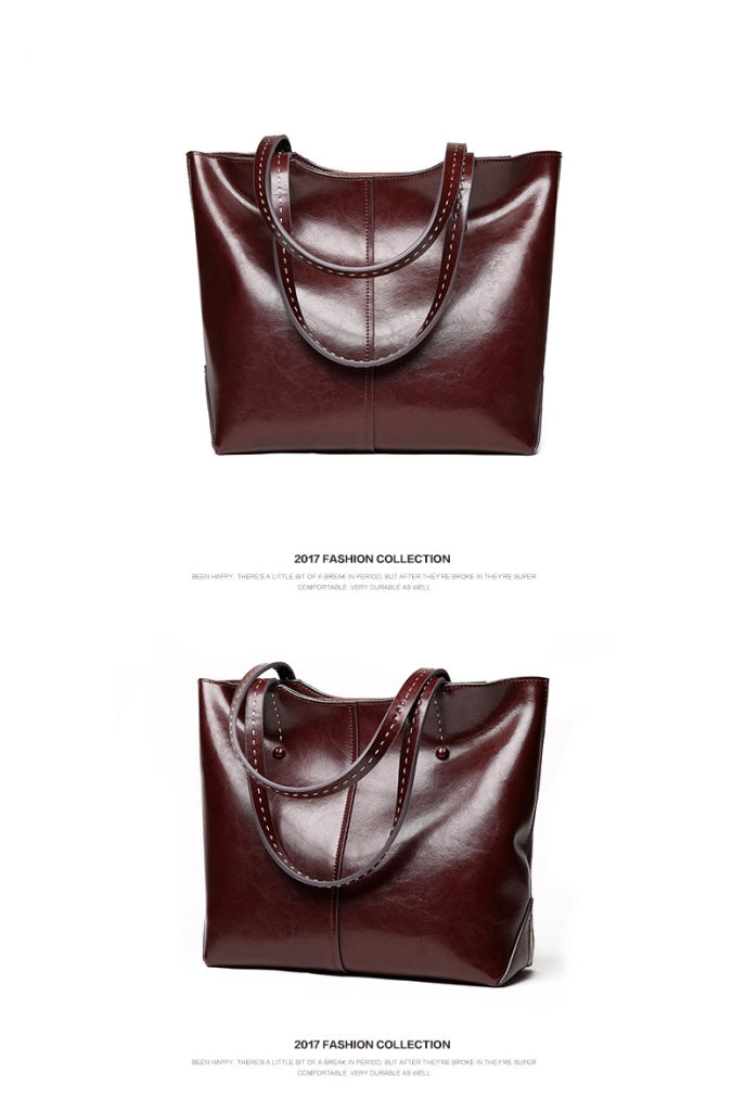 Borsa a mano/borsa a tracolla da donna in vera pelle marrone