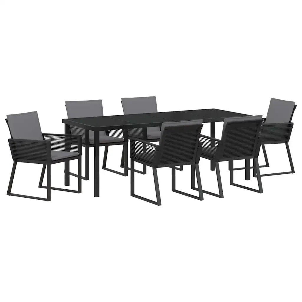 Set da Pranzo per Giardino 7 pcs Nero