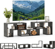 Mobile TV Soggiorno in Legno, Mobile Porta TV Liberamente Combinabile, per TV fino a 65”, Mobiletto TV Multifunzione con 6 Vani Aperti, 134 x 30 x 43 cm (Grigio)