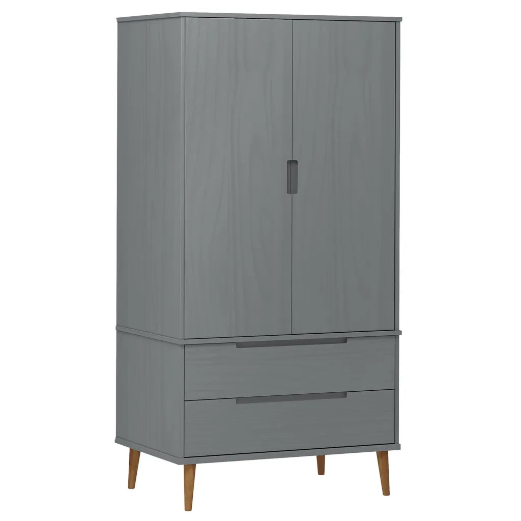 Armadio MOLDE Grigio 90x55x175 cm in Legno Massello di Pino cod mxl 71615