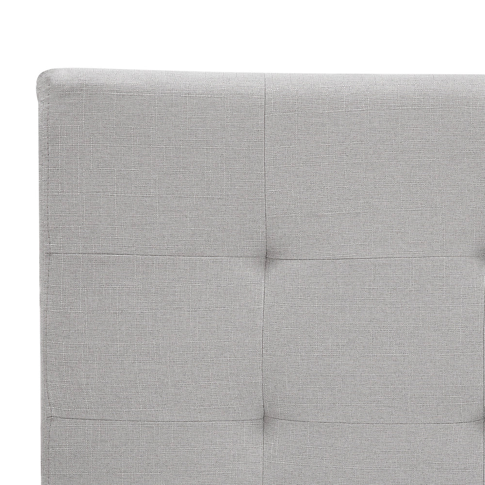 Letto imbottito tessuto grigio chiaro rete a doghe testiera trapuntata 180 x 200 cm