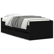 Letto singolo | Letto per adulti | Giroletto con Cassetti Nero 90x190 cm