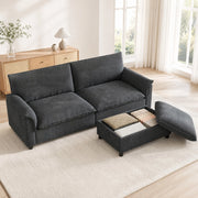 Divano cloud modulare con pouf contenitore; 216 cm; in chenille grigio