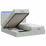 Letto Ottomano con Materasso e LED Grigio Chiaro 160 x 200 cm 3458472
