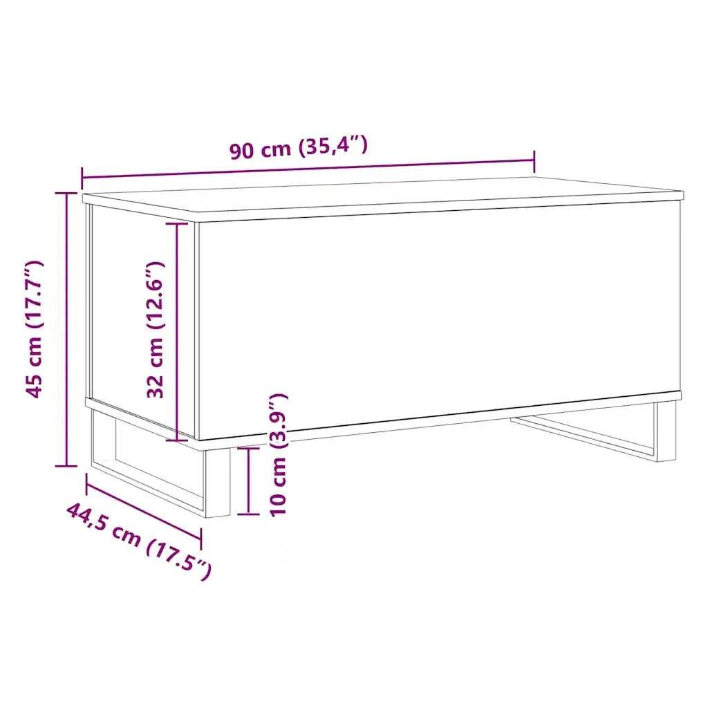 Tavolino salotto | Tavolino da caff¨¨ | Tavolino da Soggiorno Rovere Artigianale 90x44,5x45 cm in Truciolato