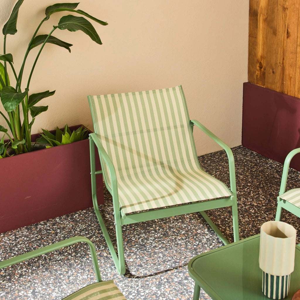 Salotto da giardino in metallo, 4 posti, verde