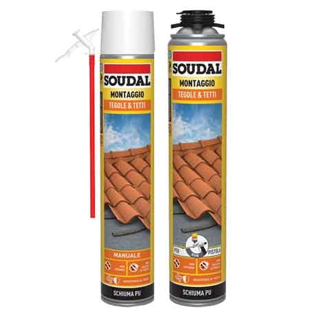 SCHIUMA POLIURETANICA TEGOLE E TETTI SOUDAL 750 ml - Pistola - SOUDAL