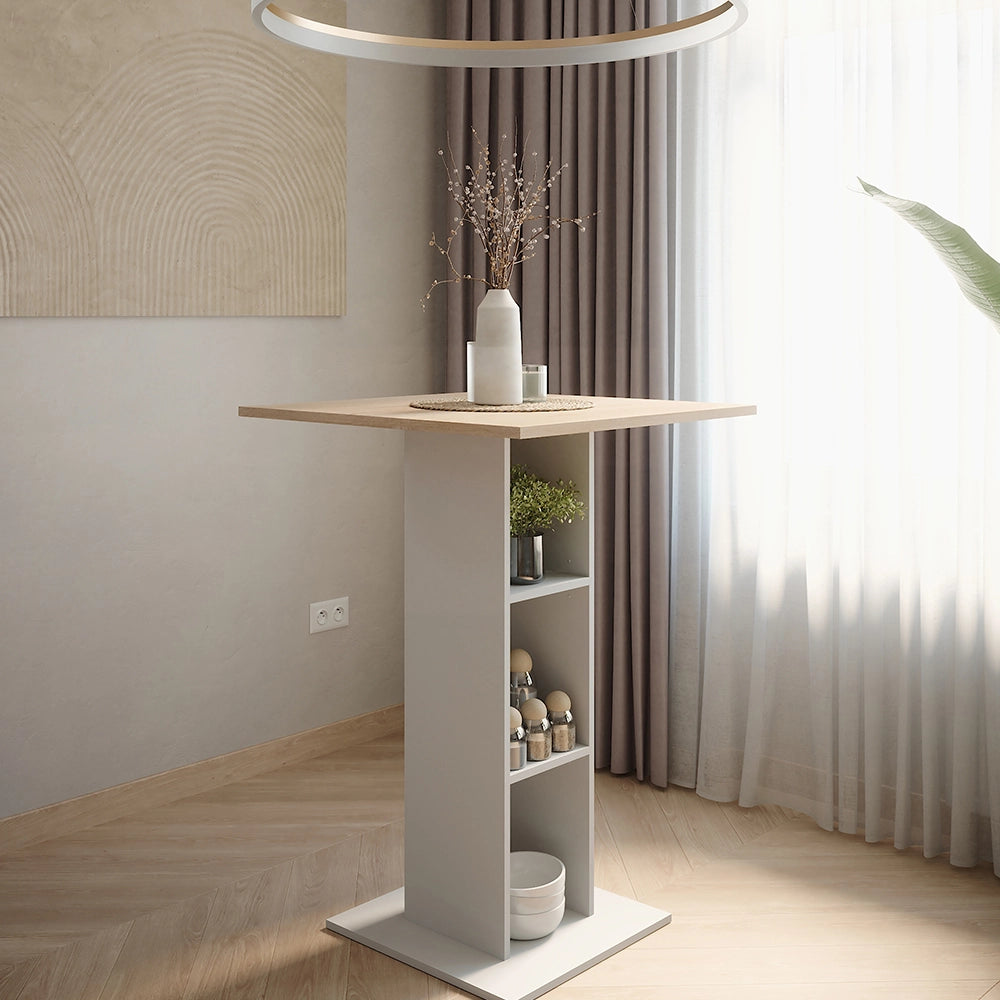 Vicco Tavolo da bar Bianco/Sonoma 75 x 75 cm