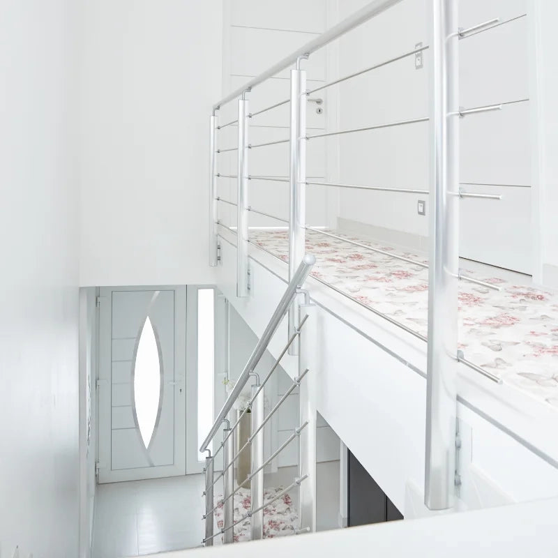 INOLINE - Kit ringhiera laterale 2m in alluminio grigio con corrimano tinto rovere