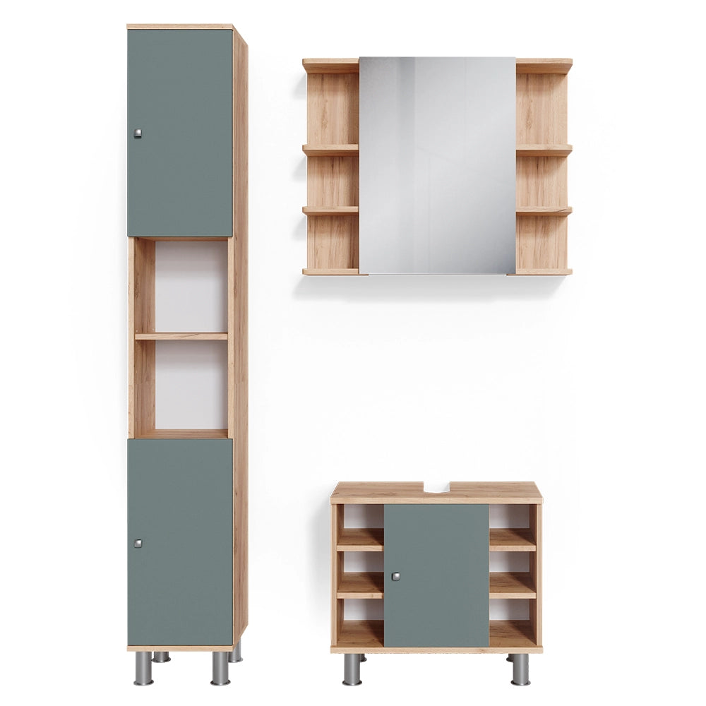 Vicco Set mobili bagno Verde 3 parti, con colonna