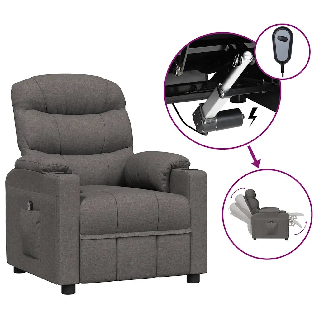 Poltrona | Sedia Relax Elettrica Reclinabile Grigio Scuro in Tessuto