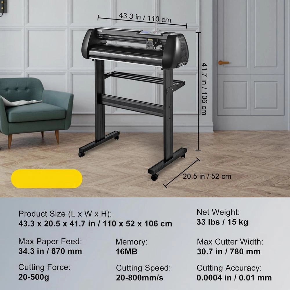 Cutting Plotter, 780 Mm Cutting Width, Plotter Machine, 10 - 800 Mm/s, Foil Cutter, 3 Blades, Foil Plotter, Foil Printer With Signmaster Software For Signs & Decorations