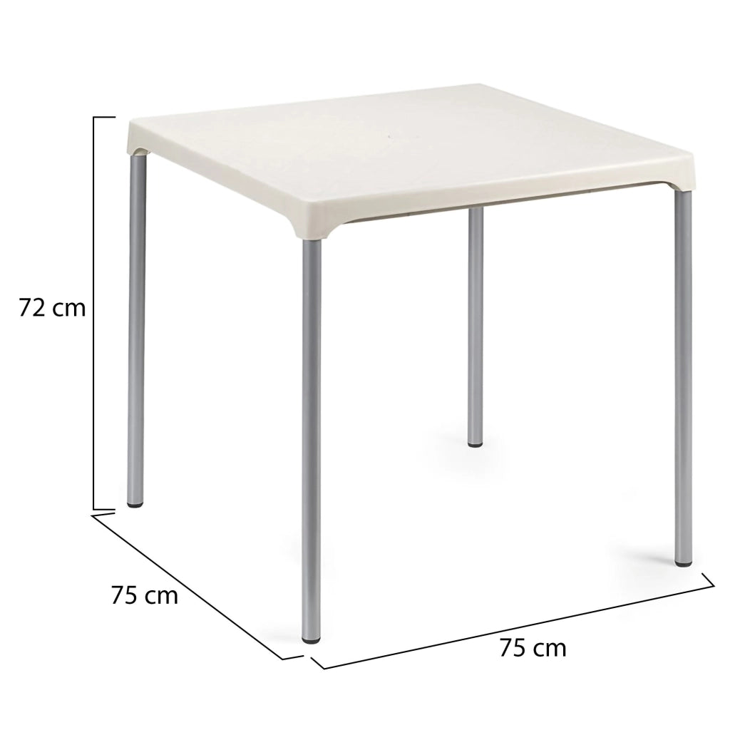 Brownstown, Tavolo da Esterno 4 Posti Made in Italy, 75x75x72h cm Bianco