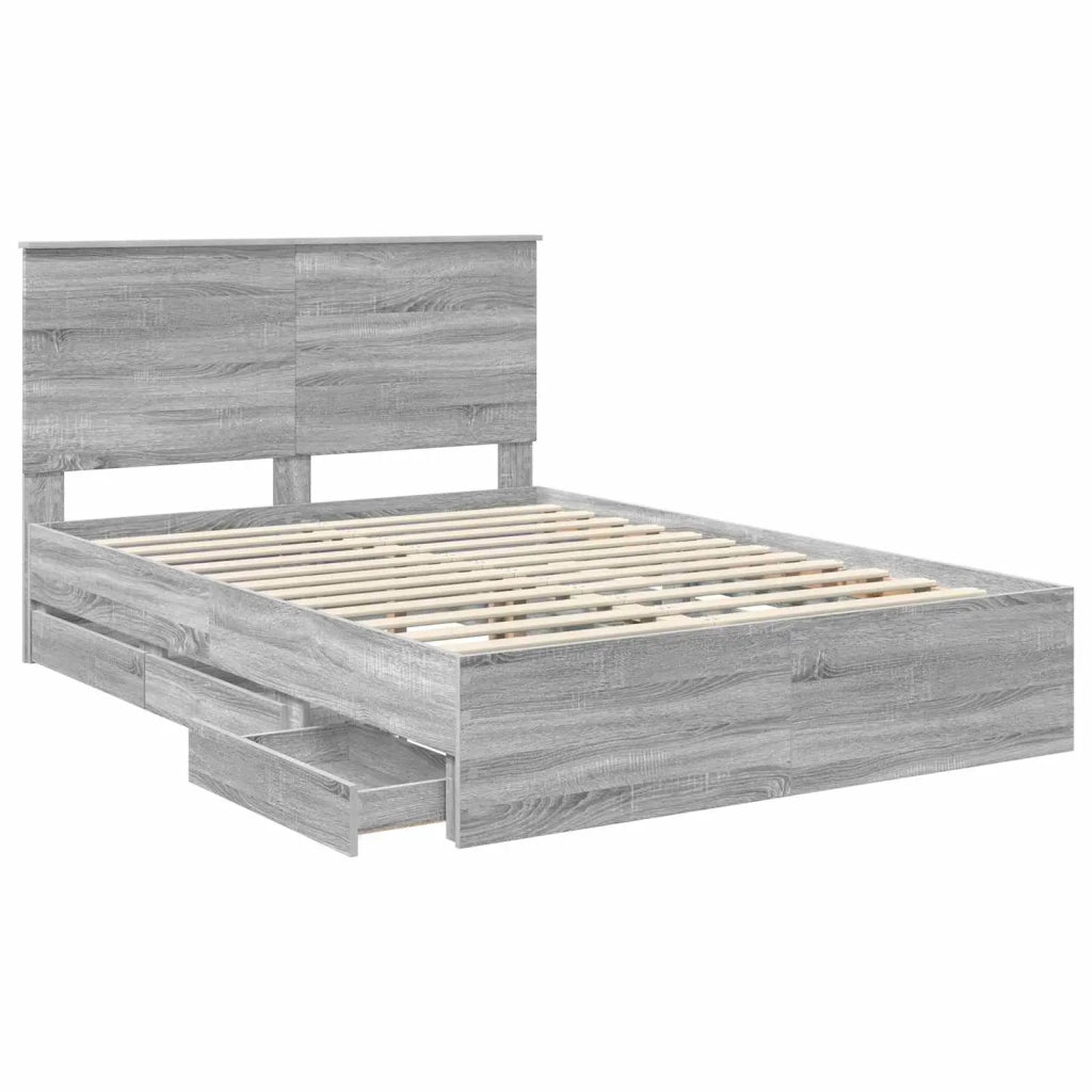 Struttura del letto con cassetto Grigio Sonoma 150 x 200 cm