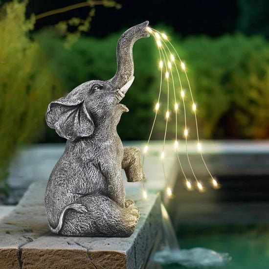 Figurina di Elefante per Decorazione del Giardino con Luce LED Solare - Regali di Compleanno per Donne