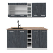 Vicco Cucina completa Nero cemento/bianco 160 cm PL Rovere