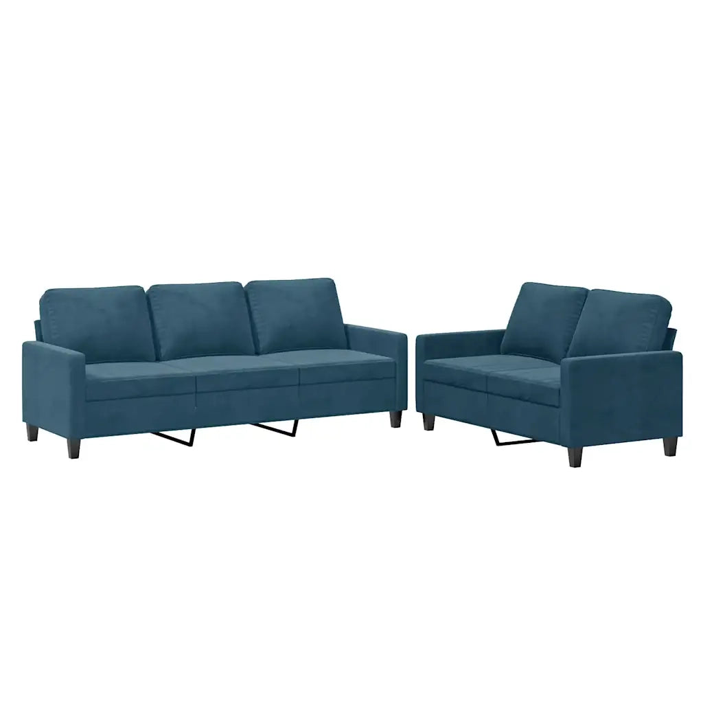 Set di Divani 2 pz con Cuscini Blu in Vellutocod mxl 83670