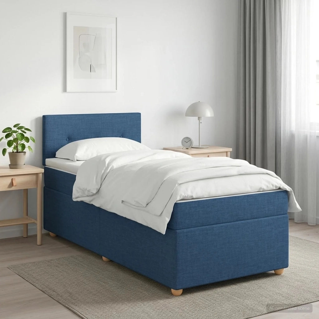 Letto box spring con materasso Blu 100 x 200 cm Tessuto 3450894