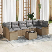Set Divano da Giardino con cuscino 8 pcs Beige polyrattan