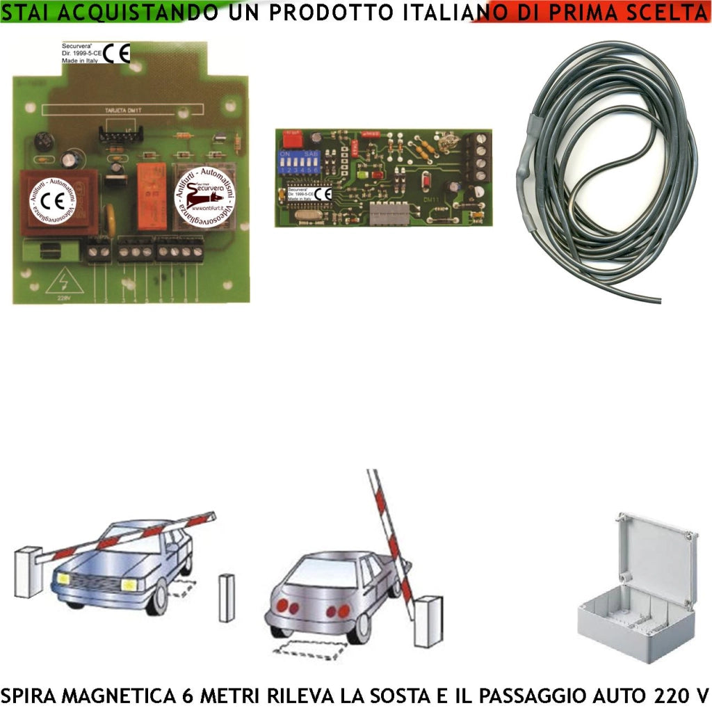 Spira Magnetica Interrata 6 Metri Rileva Passaggio o Sosta Autoveicolo Alimentazione 230 V 50 Hz Utile Controllo Semaforo Automatismo Barra Cancello Sicurezza