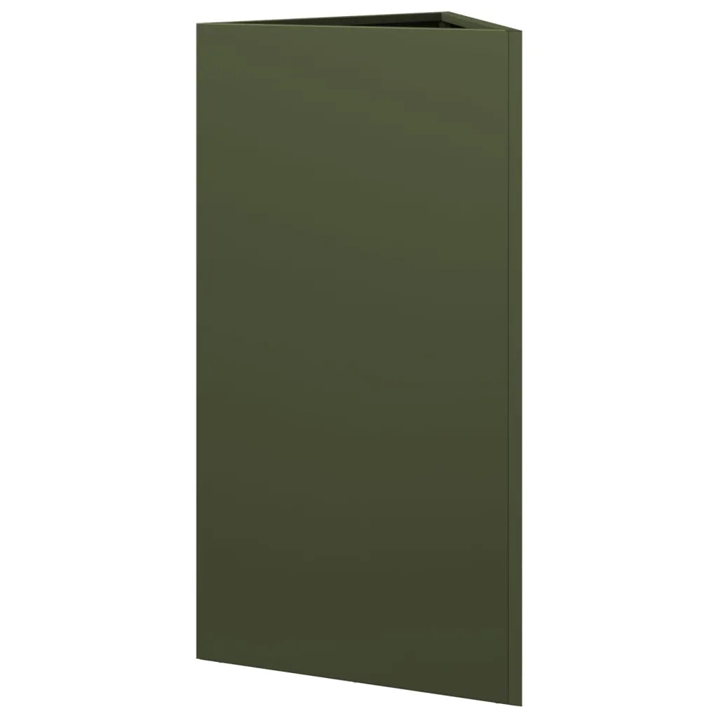 Fioriere 2 pz Verde Oliva Triangolari 40x34,5x75 cm in Acciaio 851164