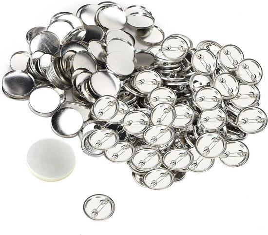 Set di accessori con spilla di sicurezza, bottoni vuoti da 100, 32 mm pinbuttons.