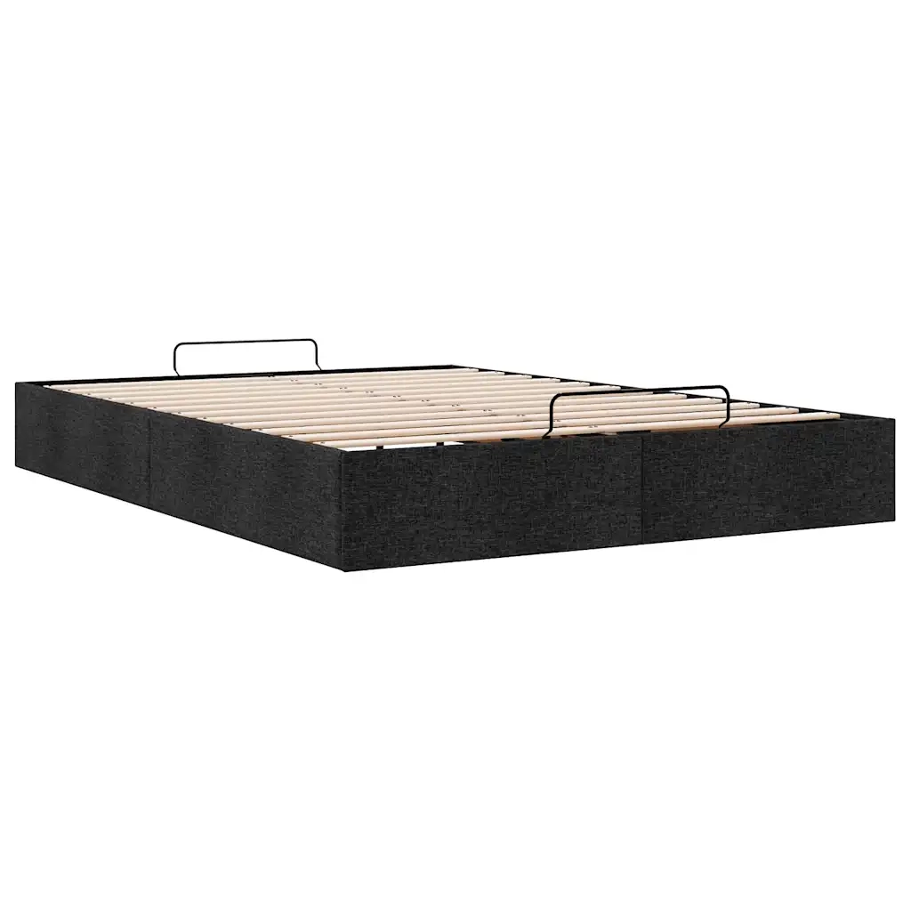 Struttura Letto Pouf senza Materasso Nero 140x200 cm in Tessuto