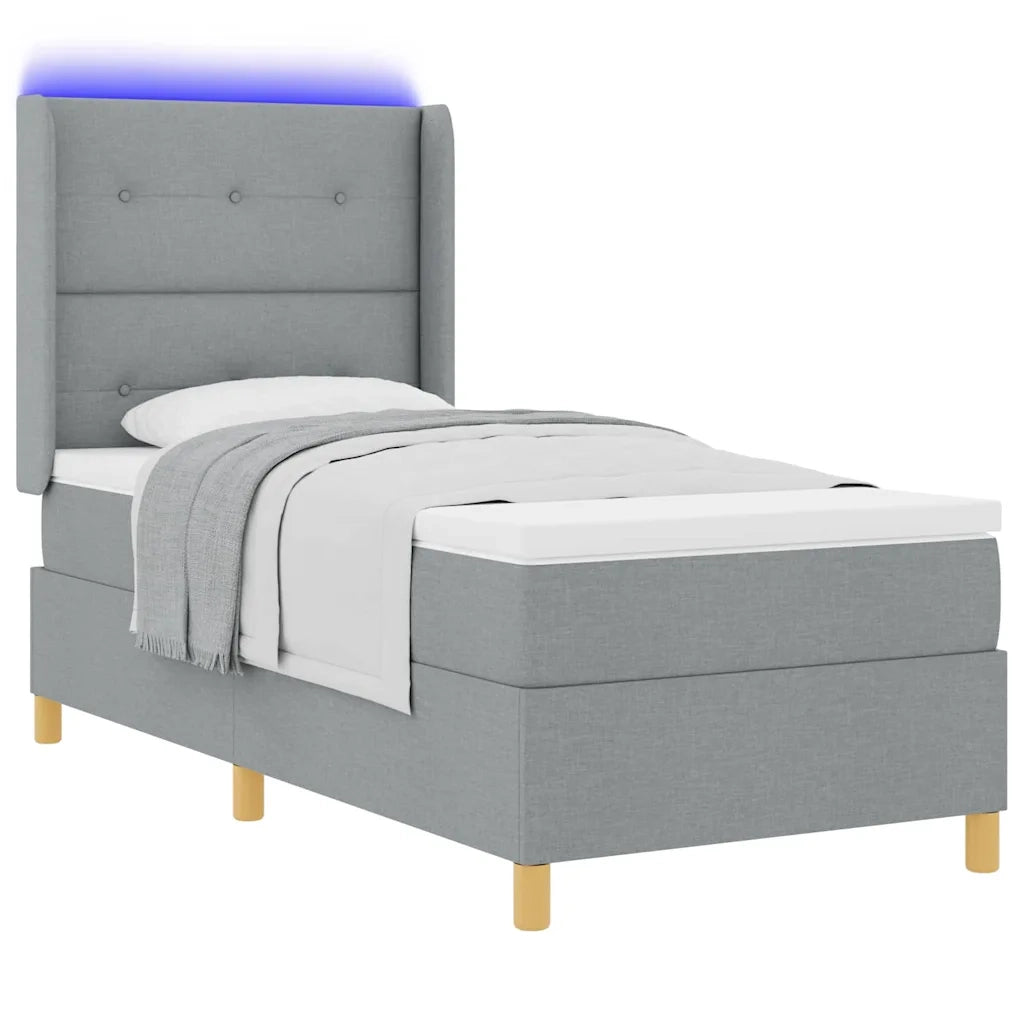 Letto a molle con strisce LED Grigio chiaro 80 x 200 cm Tessuto 3343658