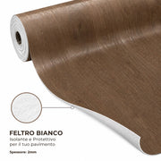 2 x 15 m (30 m²) Pavimento Vinilico a Rotolo Effetto Legno Noce Affumicato – Spessore 2 mm con Feltro Fonoassorbente