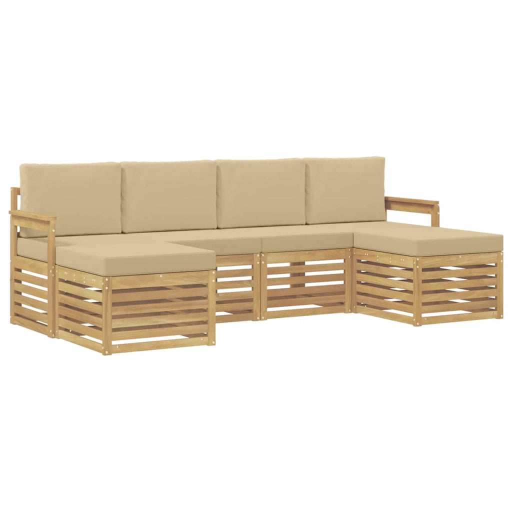 Set di divani da esterno 5 pcs Bianco e Beige