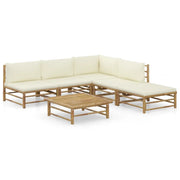 Set Divani da Giardino 6 pz con Cuscini Bianco Crema in BambÃ¹ cod mxl 48133