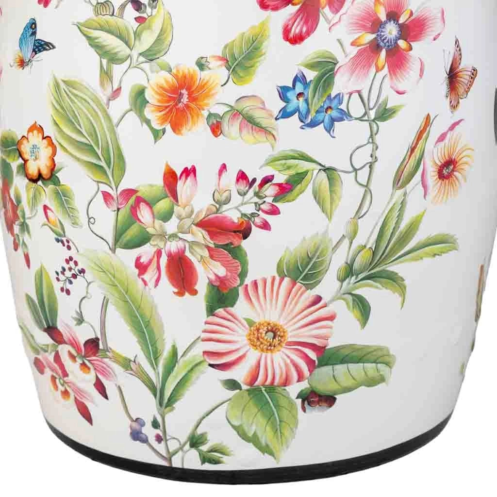Sgabello in ceramica multicolore, D33x44,5h cm