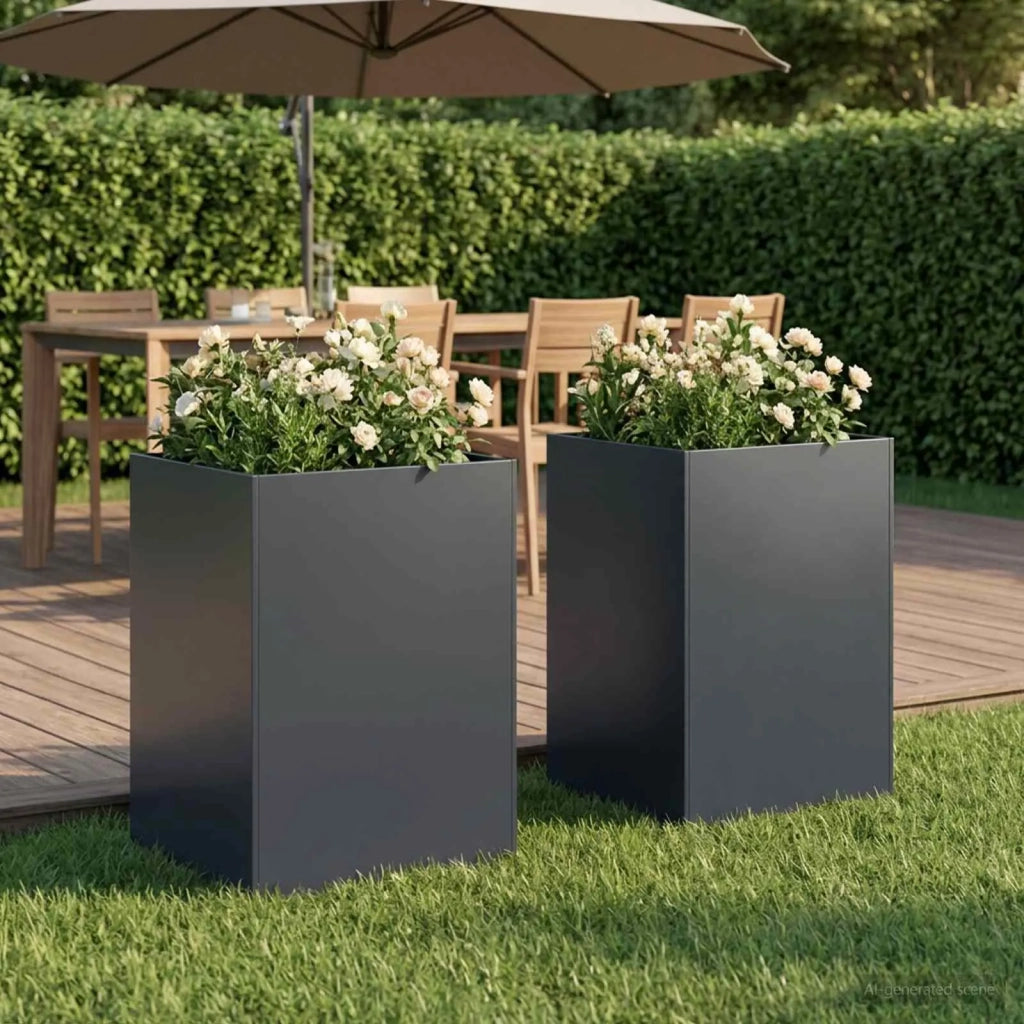 Vaso da giardino 2 pz Antracite 50 x 50 x 75 cm 8005391