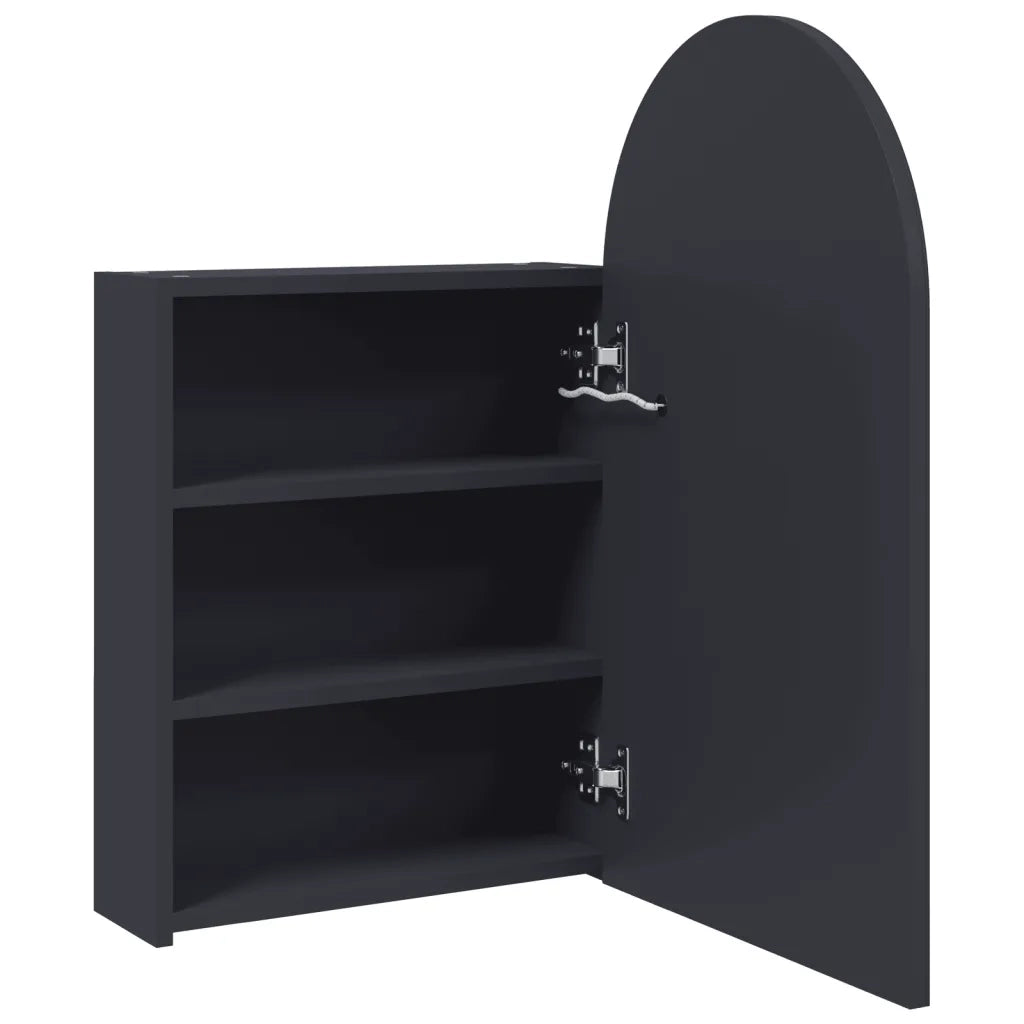 Armadietto Bagno con Specchio e LED ad Arco Grigio 42x13x70 cm 357974