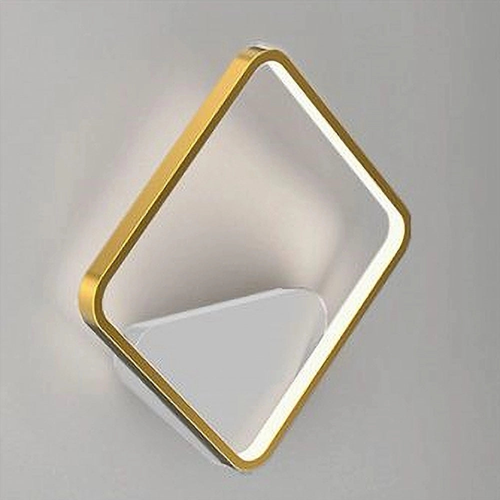 Trade Shop - Applique Da Parete Led 12w Quadrato Oro Lampada Moderno Minimal Luce 4000k 71279 -