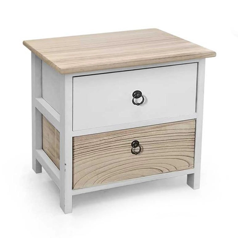 CASSETTIERA IN LEGNO CON 2 CASSETTI COLORE BIANCO E NATURALE 40 X 29 X 42 CM