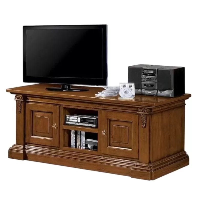 Porta tv in legno 2 porte arte povera tinta noce 158x60x62 (401) - Mobili 2G