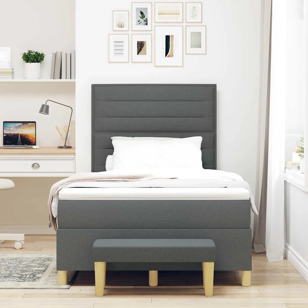 Letto a molle con materasso Grigio scuro 120 x 200 cm Tessuto