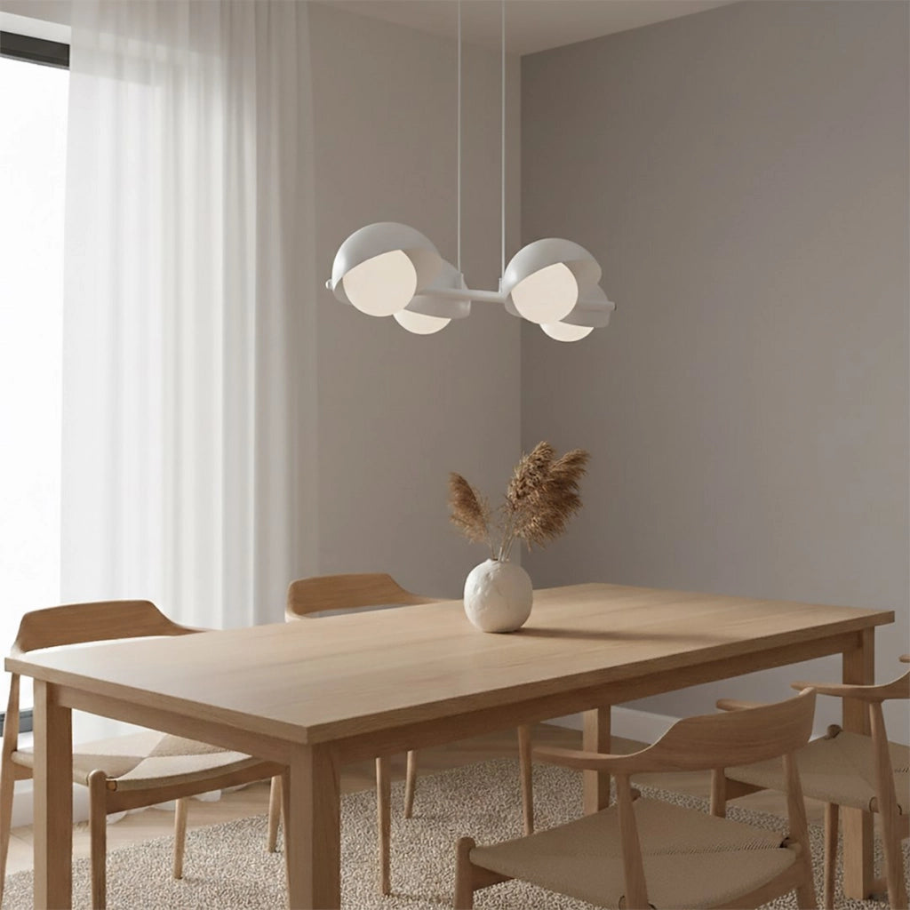 Lampada a sospensione BOOM a quattro luci in acciaio bianco opaco