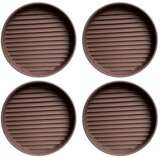 Coperchi con Ruote per Tavolo - 4 Pezzi - 5,1 cm Coperchio in Gomma Antiscivolo - Per Pavimento in Tappeto o Legno - Marrone - Gomma di Alta Qualità - Piastra di Protezione per Mobili