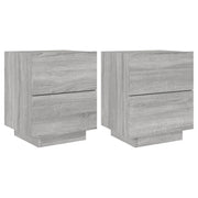 Set di 2 Comodini | Armadio da Notte | Mobiletto da notte con Luci LED Grigio Sonoma in Legno Multistrato