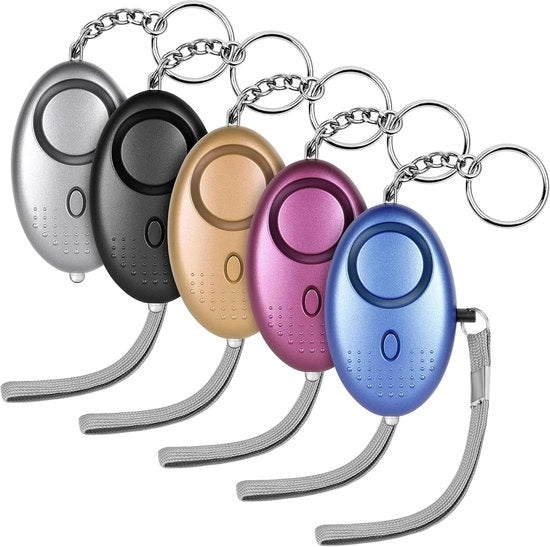 5 Pezzi - 140 dB - Allarme Personale - Con Lampada LED Portatile e Chiave a Cappio - Fischio Anti-Lupo - Chiave a Cappio - Portatile - Per Donne, Ragazze e Anziani - Scacciare / Allontanare / Difesa Personale