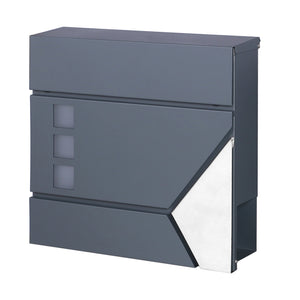 Cassetta postale con vano portagiornale V48 antracite + inox 370 x 105 x 370 mm