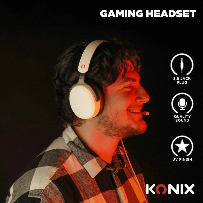 Cuffie da gioco - KONIX - Nexus cablate over-ear - Nintendo Switch 2 - Altoparlanti da 40 mm - Microfono - Jack da 3,5 mm - Bianco